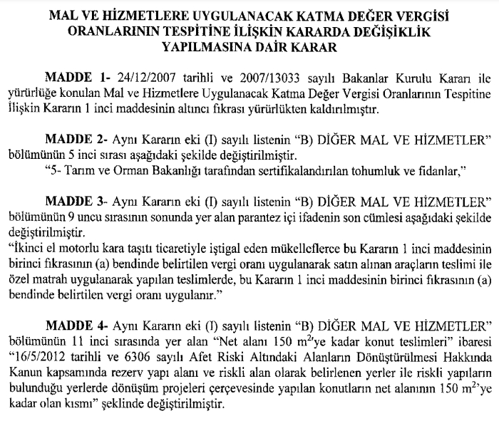 Bazi Mal Ve Hİzmetlerde Kdv İndİrİmİ GerÇekleŞtİrİldİ Temİzlİk Konut Ve Arsa Teslİmlerİ 4711